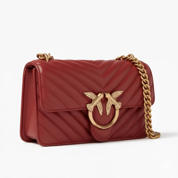 Pinko Love Bag Puff in Red Quilted Leather with Gold Birds 💖🕊️✨