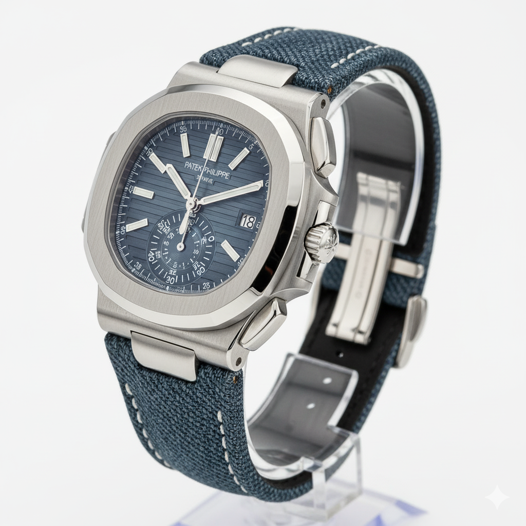 Patek Philippe Nautilus Chronograph Blue Dial Denim Strap 💙👖✨