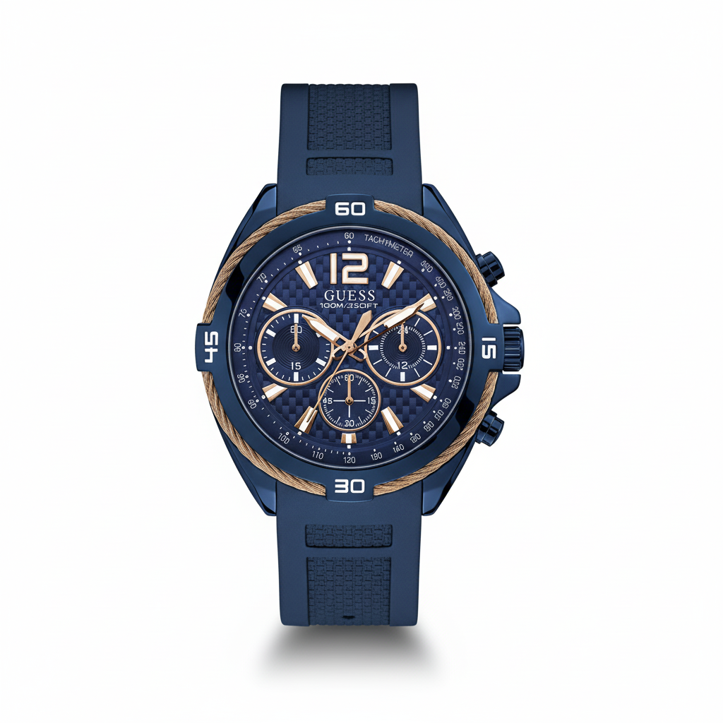 GUESS Men's Chronograph Blue & Gold-Tone Sport Watch 💙✨⏱️