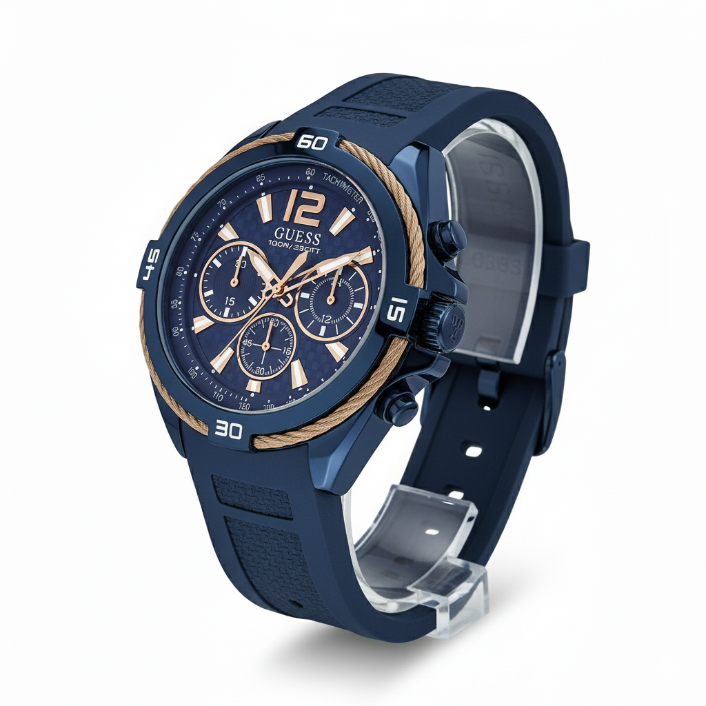 GUESS Men's Chronograph Blue & Gold-Tone Sport Watch 💙✨⏱️