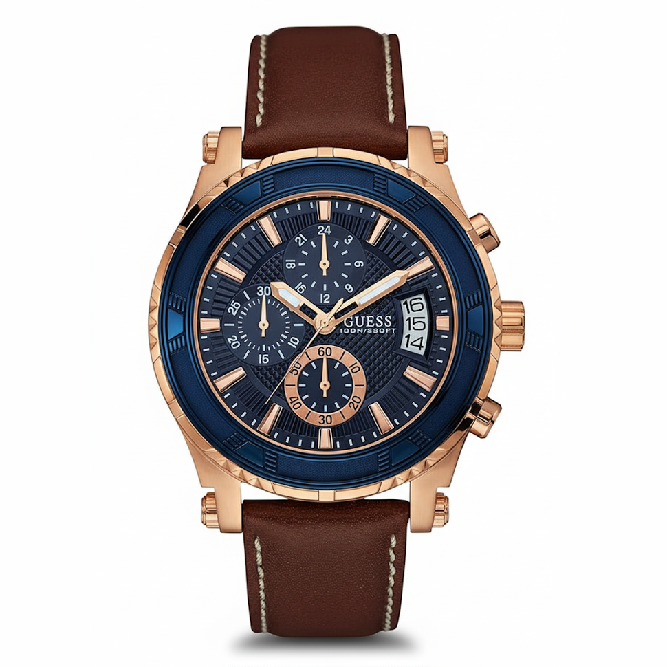 GUESS Men's Chronograph Rose Gold-Tone Blue Dial 💙⚜️🕰️